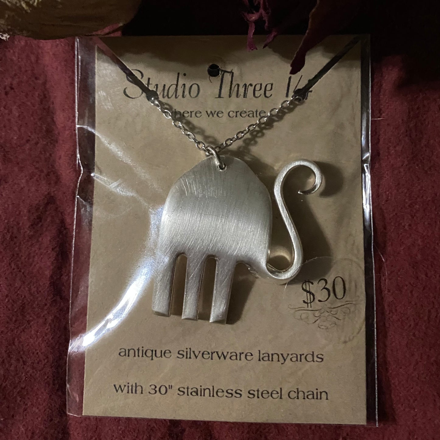 Vintage Silverware Elephant Pendants